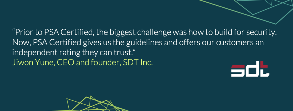Jiwon Yune, CEO and Founder or SDT Inc. shares how PSA Certified helped them build trust with their customers