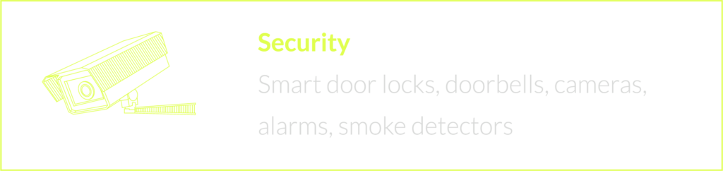 Security, smart locks, doorbells, cameras, alarms, smoke detectors